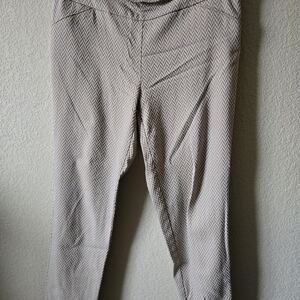 Versona Beige and White Pull On Herringbone Pants